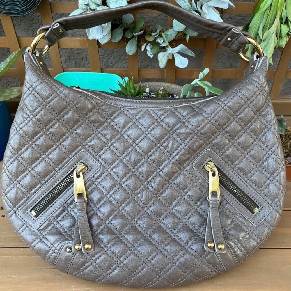 Marc Jacobs Quilted Banana Calfskin Leather Hobo Bag
